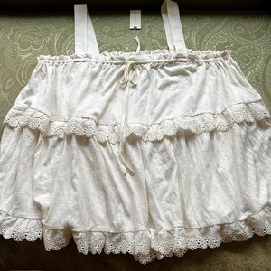 NWT Anthropologie Ivory Eyelet Trim Tank Size XL